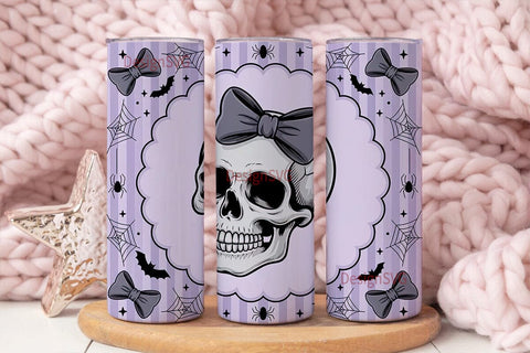 Spooky Cute Skull Tumbler Wrap Sublimation DesignSVG 