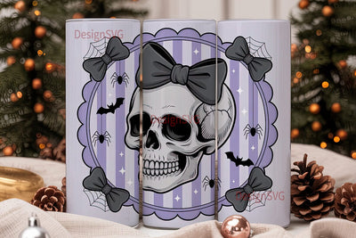 Spooky Cute Skull Tumbler Wrap Sublimation DesignSVG 