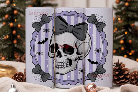 Spooky Cute Skull Tumbler Wrap Sublimation DesignSVG 