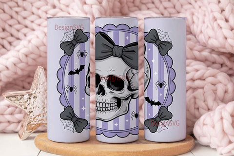 Spooky Cute Skull Tumbler Wrap Sublimation DesignSVG 