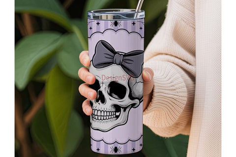 Spooky Cute Skull Tumbler Wrap Sublimation DesignSVG 