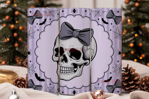 Spooky Cute Skull Tumbler Wrap Sublimation DesignSVG 