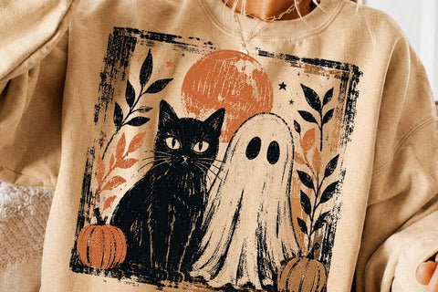 Spooky Cute Vintage Ghost Cat PNG File SVG DesignDestine 