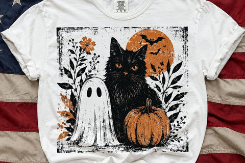 Spooky Cute Vintage Ghost Cat PNG File SVG DesignDestine 