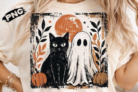 Spooky Cute Vintage Ghost Cat PNG File SVG DesignDestine 