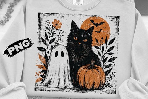 Spooky Cute Vintage Ghost Cat PNG File SVG DesignDestine 