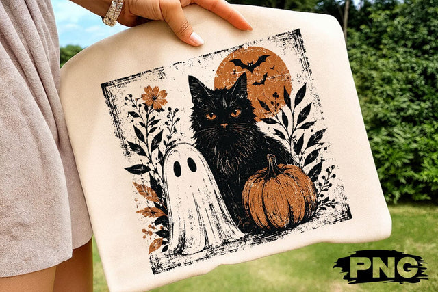 Spooky Cute Vintage Ghost Cat PNG File SVG DesignDestine 