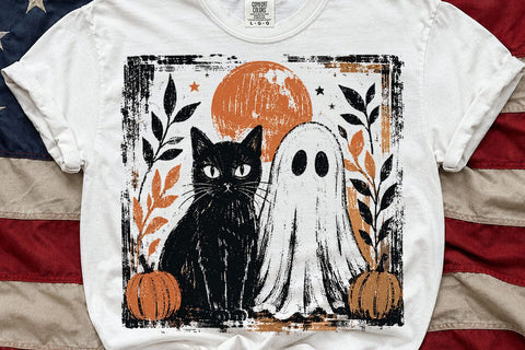 Spooky Cute Vintage Ghost Cat PNG File SVG DesignDestine 