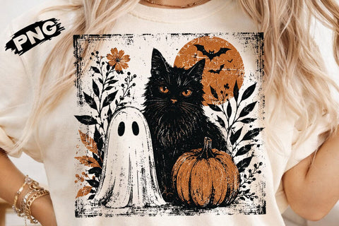 Spooky Cute Vintage Ghost Cat PNG File SVG DesignDestine 