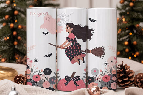 Spooky Cute Witch Tumbler Wrap Sublimation DesignSVG 