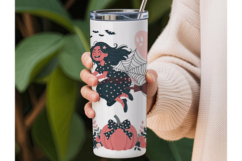 Spooky Cute Witch Tumbler Wrap Sublimation DesignSVG 
