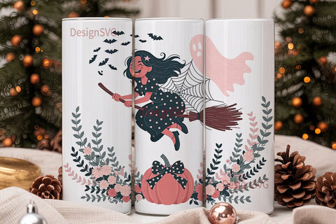 Spooky Cute Witch Tumbler Wrap Sublimation DesignSVG 