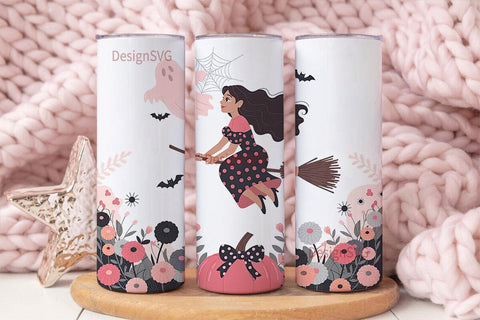 Spooky Cute Witch Tumbler Wrap Sublimation DesignSVG 