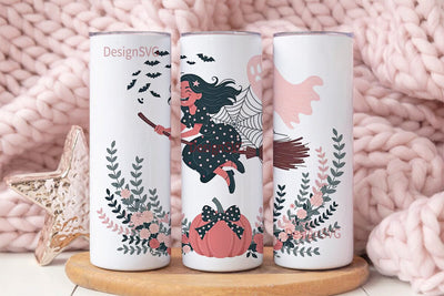 Spooky Cute Witch Tumbler Wrap Sublimation DesignSVG 