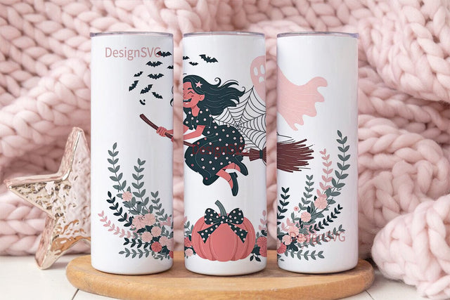 Spooky Cute Witch Tumbler Wrap Sublimation DesignSVG 