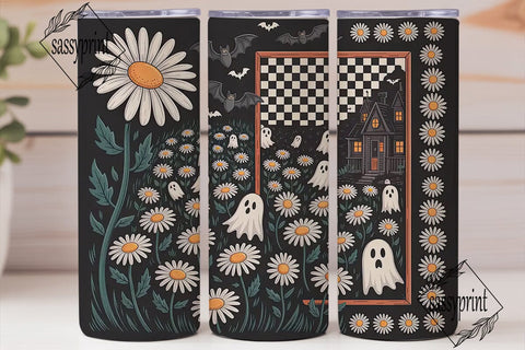 Spooky Daisy Field 20oz Tumbler Wrap Sublimation sassyprint 