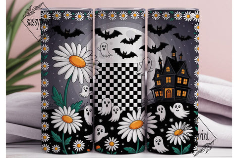 Spooky Daisy Field 20oz Tumbler Wrap Sublimation sassyprint 