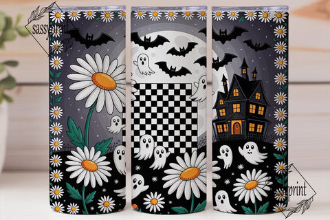 Spooky Daisy Field 20oz Tumbler Wrap Sublimation sassyprint 