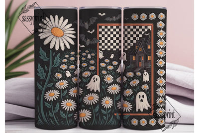 Spooky Daisy Field 20oz Tumbler Wrap Sublimation sassyprint 