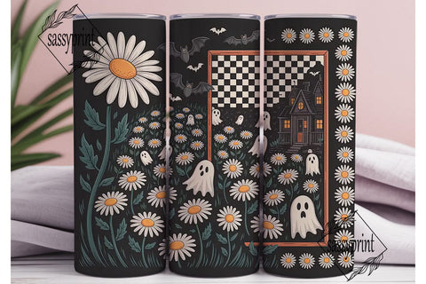 Spooky Daisy Field 20oz Tumbler Wrap Sublimation sassyprint 