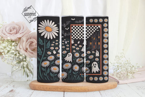 Spooky Daisy Field 20oz Tumbler Wrap Sublimation sassyprint 
