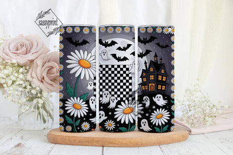 Spooky Daisy Field 20oz Tumbler Wrap Sublimation sassyprint 