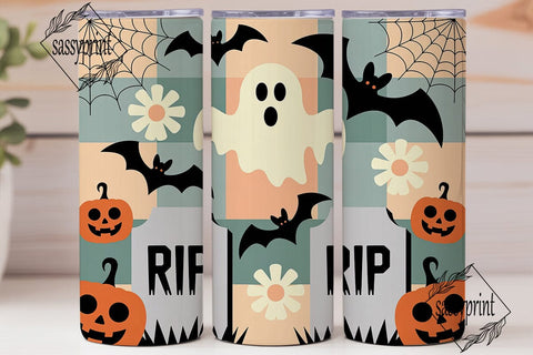 Spooky Daisy Halloween 20oz Tumbler Wrap Sublimation sassyprint 