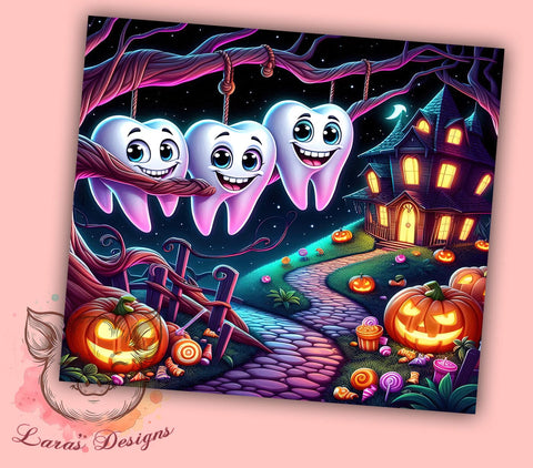 Spooky Dentist Halloween 20 oz Skinny Tumbler Sublimation Design, Straight & Tapered Tumbler Png, Dental Assistant Halloween Tumbler Png, Digital Download PNG Sublimation Lara' s Designs 