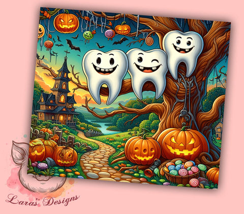 Spooky Dentist Halloween 20 oz Skinny Tumbler Sublimation Design, Straight & Tapered Tumbler Png, Dental Assistant Halloween Tumbler Png, Digital Download PNG Sublimation Lara' s Designs 