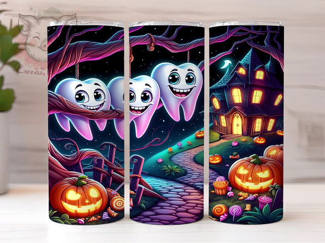 Spooky Dentist Halloween 20 oz Skinny Tumbler Sublimation Design, Straight & Tapered Tumbler Png, Dental Assistant Halloween Tumbler Png, Digital Download PNG Sublimation Lara' s Designs 
