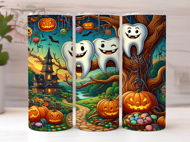 Spooky Dentist Halloween 20 oz Skinny Tumbler Sublimation Design, Straight & Tapered Tumbler Png, Dental Assistant Halloween Tumbler Png, Digital Download PNG Sublimation Lara' s Designs 