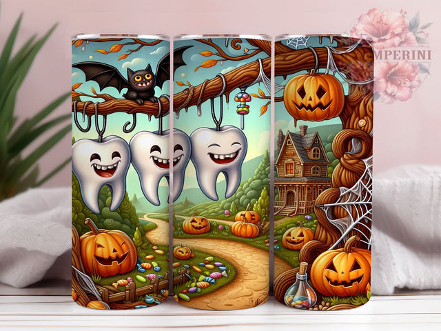 Spooky Dentist Halloween 20oz Tumbler Wrap PNG, Dental Assistant Halloween Tumbler PNG Sublimation Design, Straight & Tapered Tumbler Wrap, Instant Digital Download Sublimation Li Zamperini 