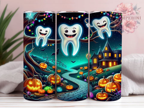 Spooky Dentist Halloween 20oz Tumbler Wrap PNG, Dental Assistant Halloween Tumbler PNG Sublimation Design, Straight & Tapered Tumbler Wrap, Instant Digital Download Sublimation Li Zamperini 
