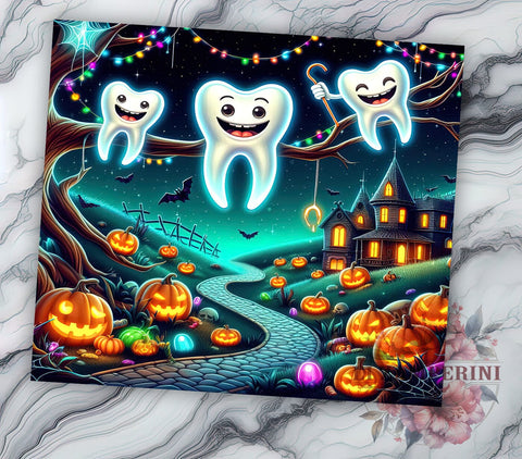 Spooky Dentist Halloween 20oz Tumbler Wrap PNG, Dental Assistant Halloween Tumbler PNG Sublimation Design, Straight & Tapered Tumbler Wrap, Instant Digital Download Sublimation Li Zamperini 