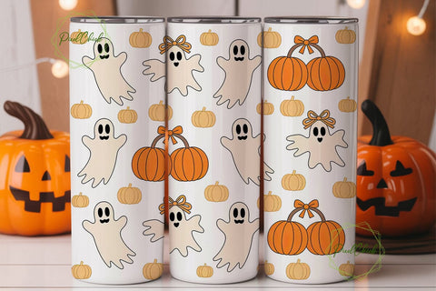 Spooky Disco Ghost Tumbler Wrap Sublimation PixelChick 