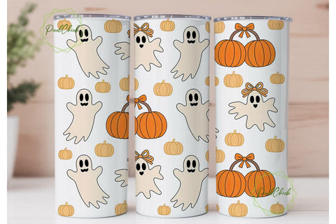 Spooky Disco Ghost Tumbler Wrap Sublimation PixelChick 
