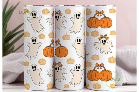 Spooky Disco Ghost Tumbler Wrap Sublimation PixelChick 