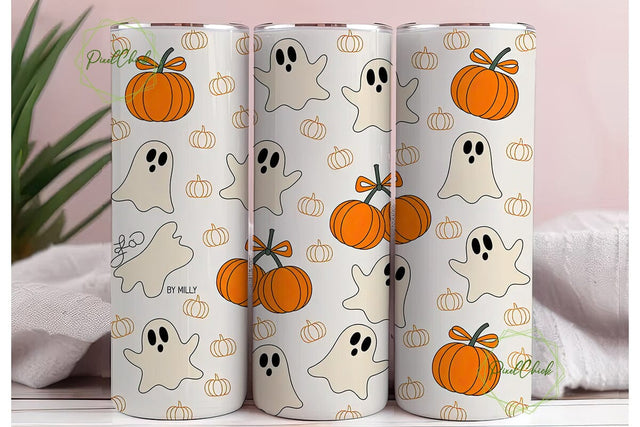 Spooky Disco Ghost Tumbler Wrap Sublimation PixelChick 