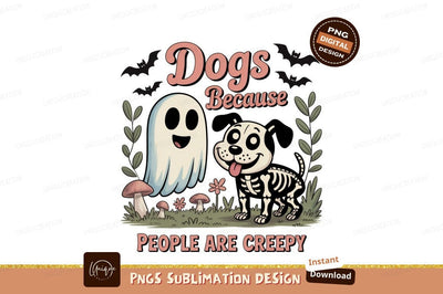 Spooky dog ghost mushrooms bats halloween skeleton Sublimation Designangry 