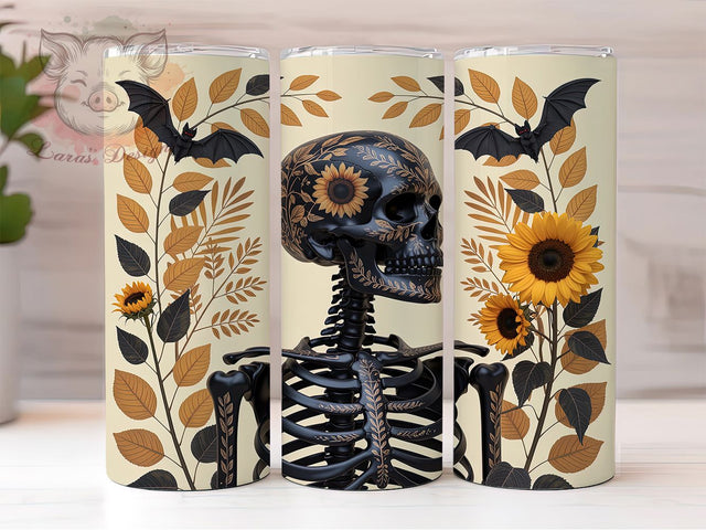Spooky Edgy Skull Fall Tumbler Wrap, Fall Skull Png, 20oz Skinny Tumbler, Sublimation Download, Spooky Season Tumbler, Edgy Fall Tumbler, Halloween Tumbler Png Sublimation Lara' s Designs 