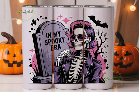 Spooky Era Skeleton 20oz Tumbler Wrap Sublimation PixelChick 