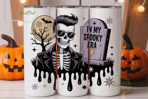 Spooky Era Skeleton 20oz Tumbler Wrap Sublimation PixelChick 