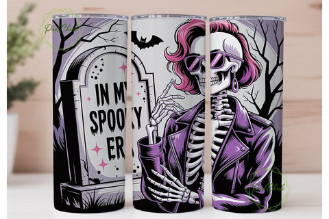 Spooky Era Skeleton 20oz Tumbler Wrap Sublimation PixelChick 