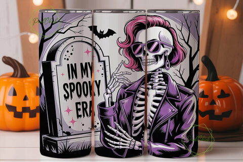 Spooky Era Skeleton 20oz Tumbler Wrap Sublimation PixelChick 