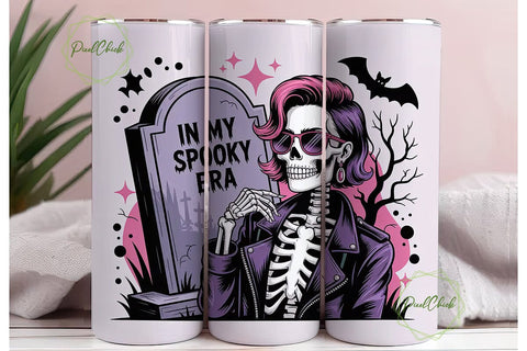 Spooky Era Skeleton 20oz Tumbler Wrap Sublimation PixelChick 