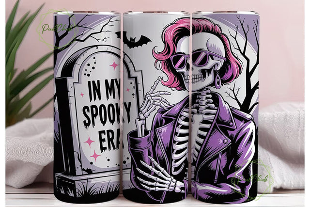 Spooky Era Skeleton 20oz Tumbler Wrap Sublimation PixelChick 