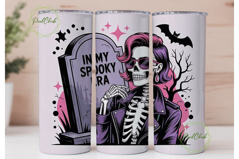 Spooky Era Skeleton 20oz Tumbler Wrap Sublimation PixelChick 