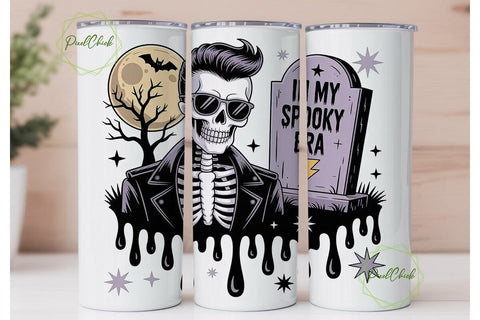 Spooky Era Skeleton 20oz Tumbler Wrap Sublimation PixelChick 