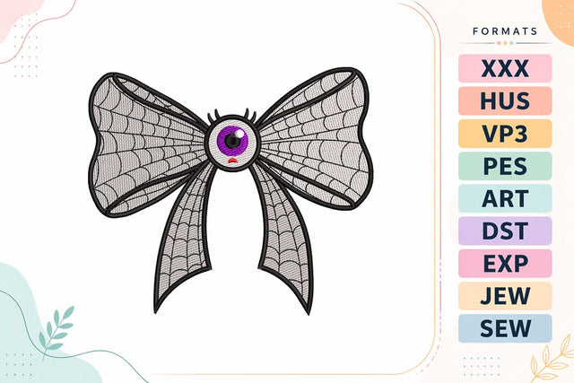 Spooky Eye Spiderweb Bow Halloween Embroidery Design Embroidery/Applique DESIGNS sg embroidery 