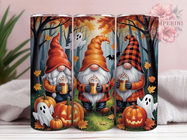 Spooky Fall Gnomes Pumpkin Tumbler Wrap, Halloween Tumbler Wrap, Pumpkin Spice Tumbler, Halloween Gnome Tumbler, 20oz Skinny Tumbler Png, Autumn Tumbler Design, Spooky Gnome Sublimation Sublimation Li Zamperini 